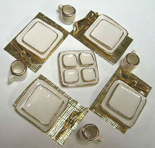 Dollhouse Miniature Square Dish Dinner Set